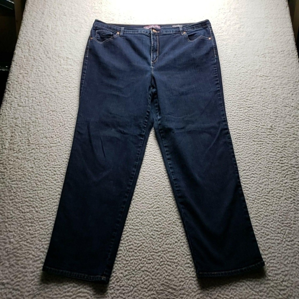 Gloria Vanderbilt Amanda Jeans Womens Plus 20W Dark Wash Straight Stretch Denim